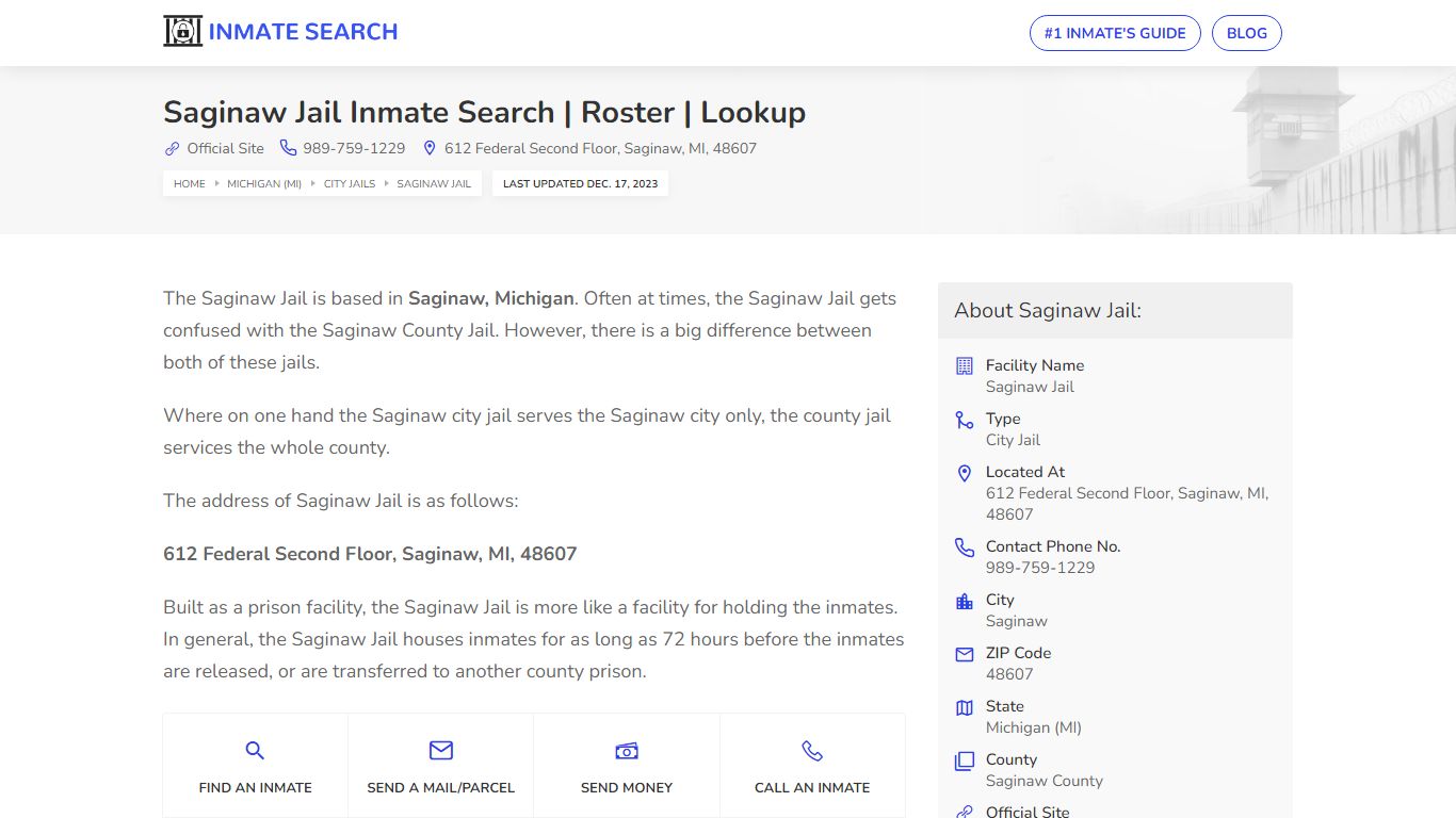 Saginaw Jail Inmate Search | Roster | Lookup